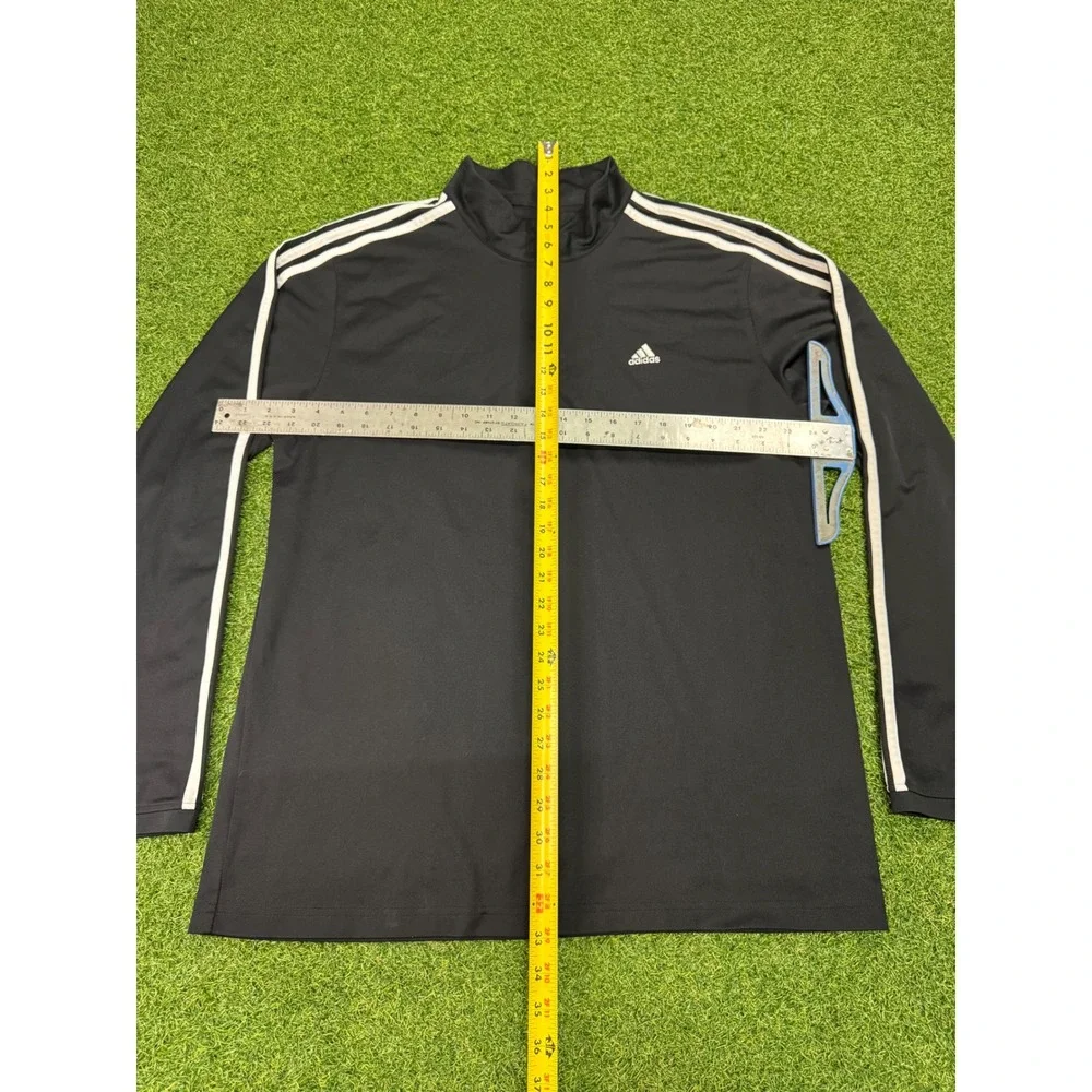 Adidas‎ Mens Quarter Zip Pullover Black White 3 Stripe Long Sleeve Shirt XL
